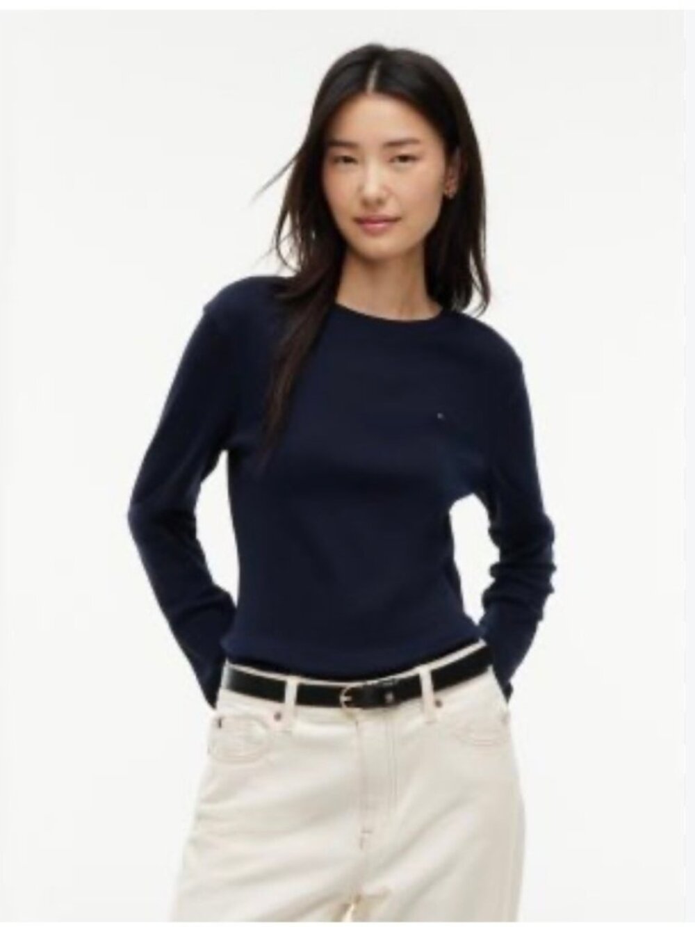 Tommy Hilfiger Navy Blue Long Sleeve Crewneck Top | Women’s L